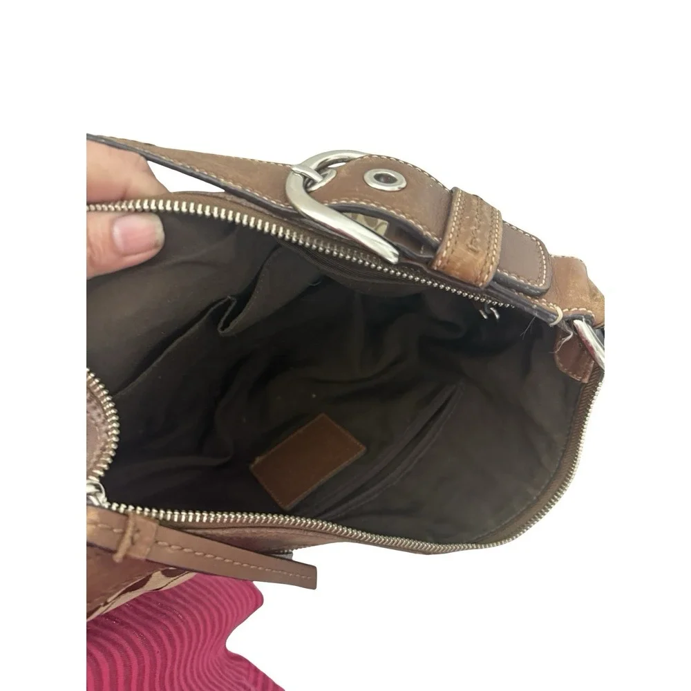 Coach Signature Brown/Beige Shoulder BagBuckle, Strap F13740 vintage y2k